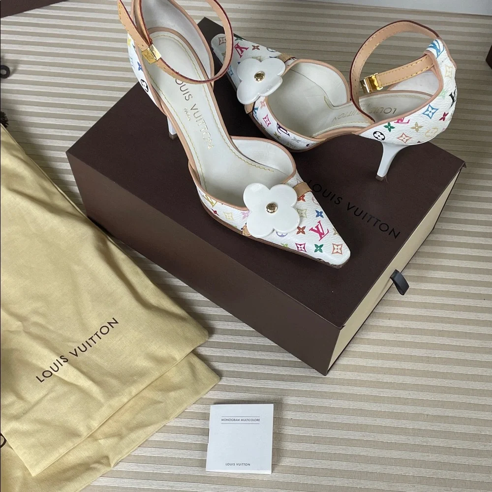 Louis Vuitton Murakami multicolor LV monogram Fleur print heels